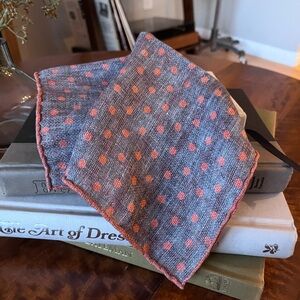 Orange and Blue Reversible PocketSquare